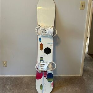 Burton White Snowboard with Colorful Graphics